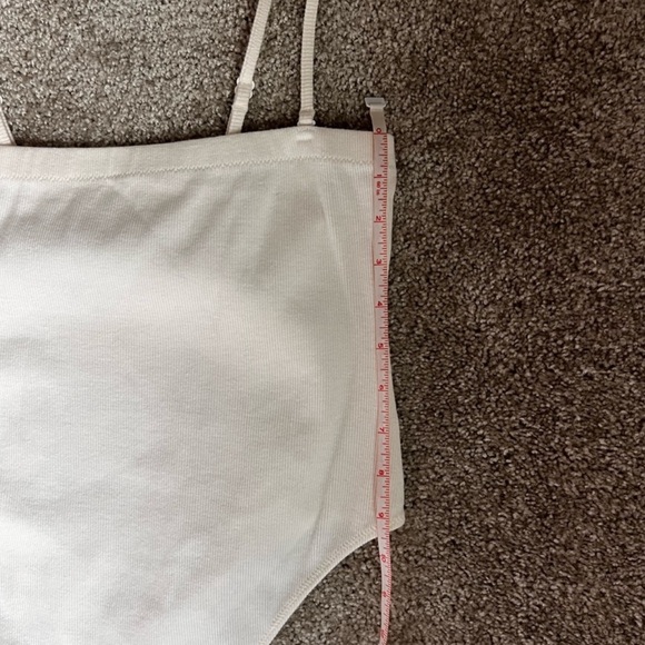 NWOT INAMORATA White Ribbed High Leg Bodysuit Adjustable Straps Medium - Picture 9 of 11